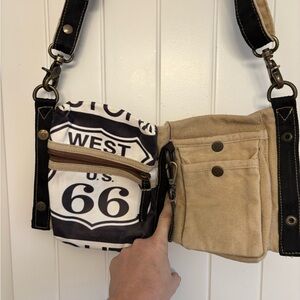 Route 66 Belt Bag Black and Tan Minimalist Design